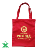 Túi canvas màu đỏ in lụa màu vàng